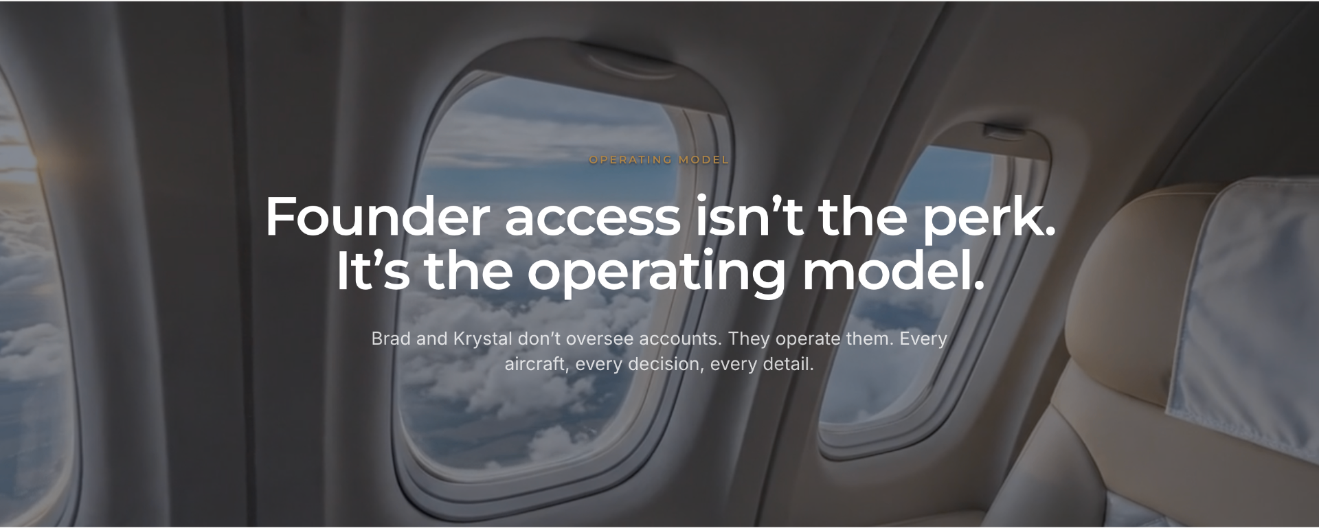 Covin Aviation operating model section, laying out how the firm manages and flies aircraft